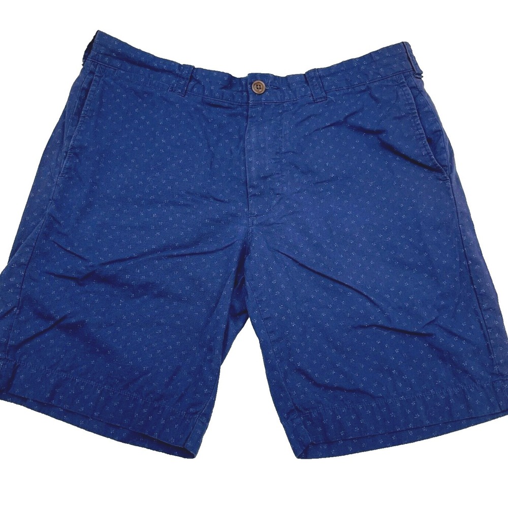 J Crew Chino Shorts Men 32 Blue Twill Spotted Golf Preppy‎ Beach Camp Adult